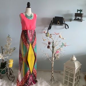 Chiffon summer sleeveless Colourful long dress